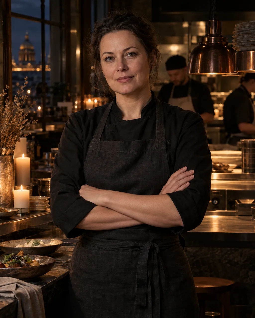 Анна Рябова на кухне ресторана